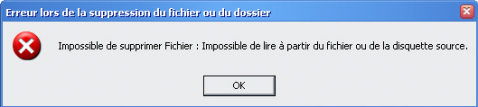 Impossible de supprimer